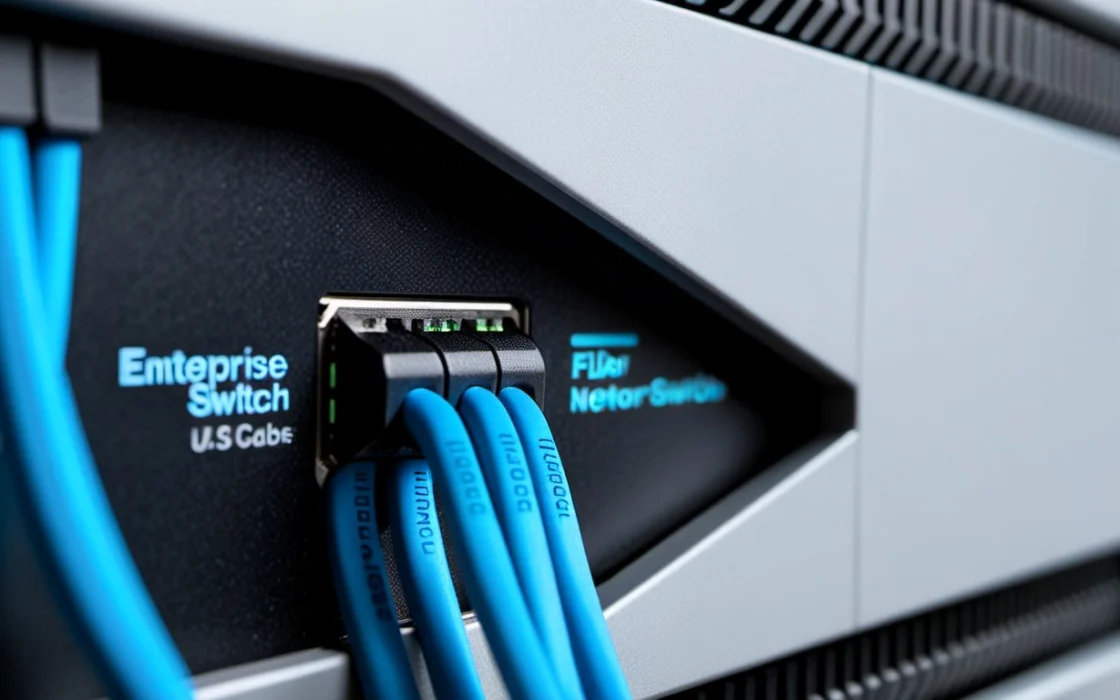 Moderner Enterprise-Serverraum mit Server-Racks und Netzwerkkabeln