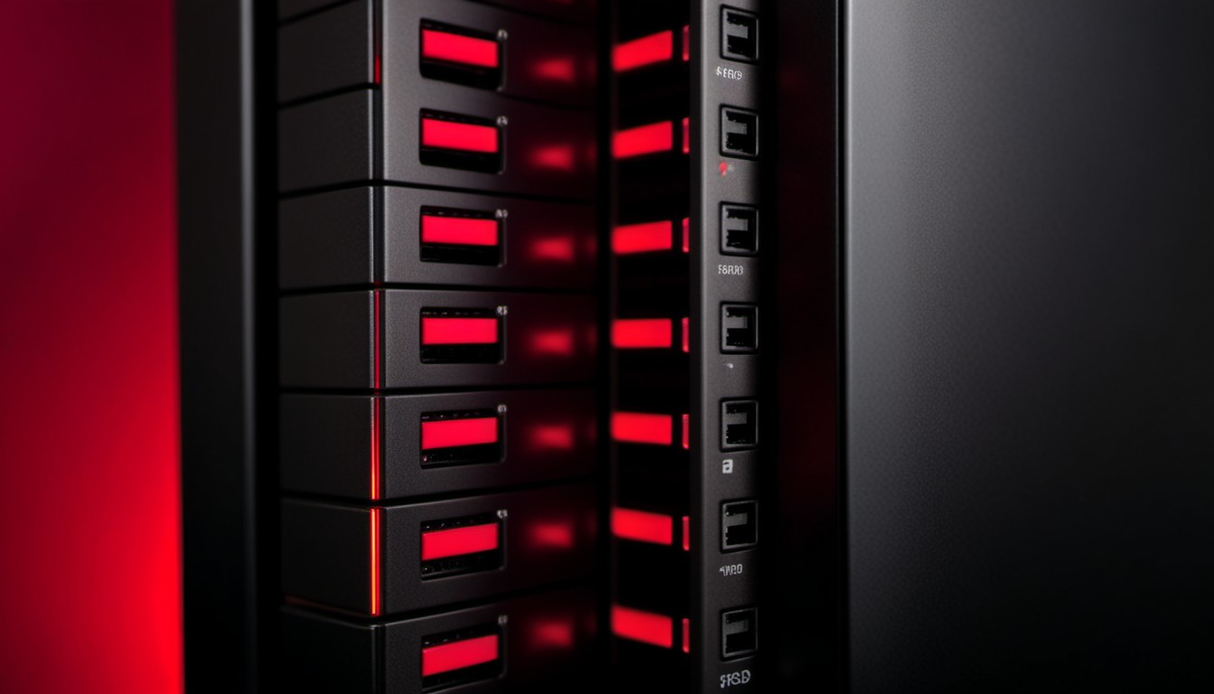 Enterprise Firewall-Appliance mit roten Status-LEDs